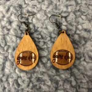 Game Day Wooden Teardrop Earrings